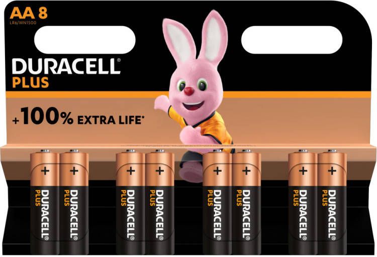 Duracell Plus Alkaline AA batterijen, 8 stuks 8 stuks