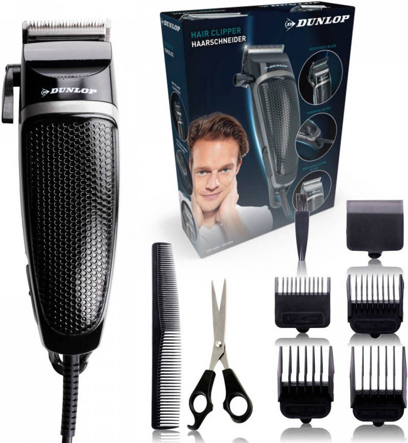 Dunlop Tondeuse Krachtige 3 Watt Motor Met Snoer 4 Opzetkammen Met Schaar En Kam
