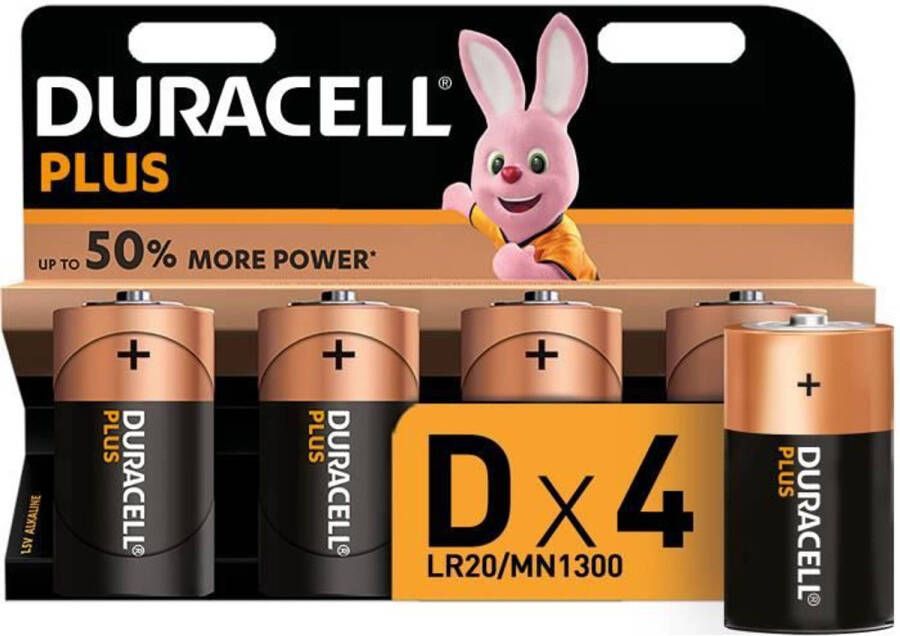 Duracell Alkalinebatterijen Plus Power D LR20 Set van 4