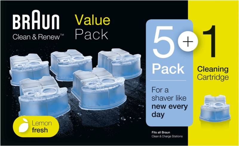 Braun reinigingsvloeistof Clean & Renew cartridges(5+1 stuks )