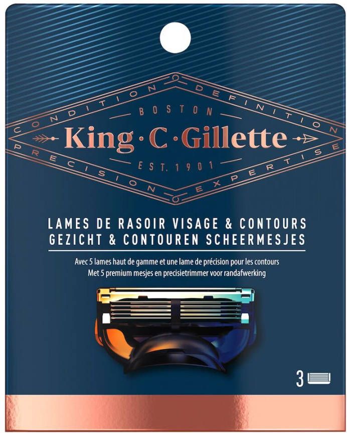 King C. Gillette 6x Scheermesjes Gezicht en Contouren 3 stuks