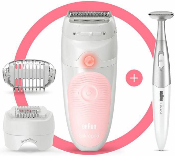 Braun Silk épil 5 820 Wit/roze Epilator + Bikinistyler