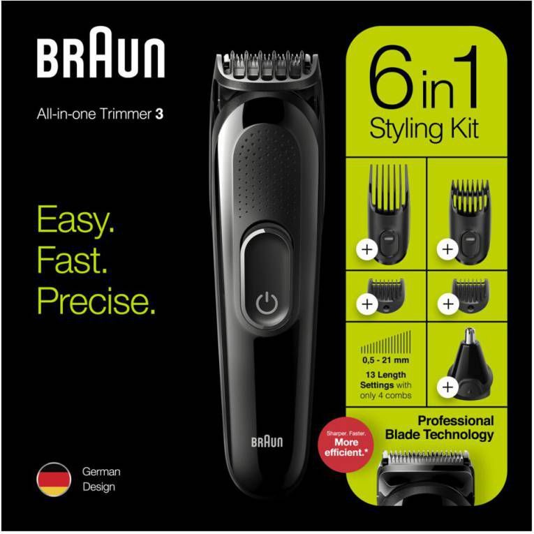 Braun Multigroomer Set Mgk3220 6 in 1 Baardtrimmer, Gezichts -, Haar -, Oor En Neustrimmer