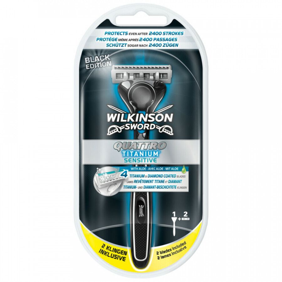 Wilkinson Sword Quattro Titanium Sensitive scheerhouder + 2 Scheermesjes