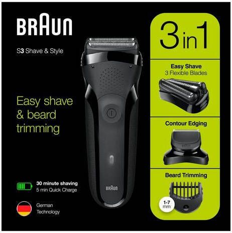 Braun Series 3 300bt Zwart/groen Elektrisch Scheerapparaat Shave