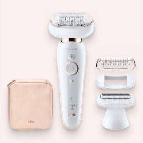 Braun Silk épil 9 Flex 9 002 Epilator Voor Vrouwen Met Flexibele Kop Voor Ontharen, Wit/goud